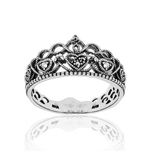 Marcasite Sterling Silver Tiara Crown Ring